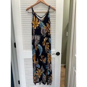 Grecerelle Floral Tropical Maxi Dress V-Neck Adjustable Straps Size Medium